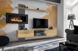 Regal za dnevni boravak Flame B s bio-kaminom