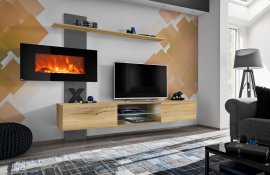 Regal za dnevni boravak Flame E s električnim kaminom