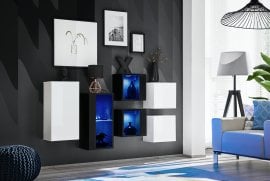 Regal za dnevni boravak Switch SB IV LED - bijela/crna