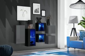 Regal za dnevni boravak Switch SB IV LED - graphite/crna