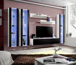 Regal za dnevni boravak FLY C2 - bijela/crna