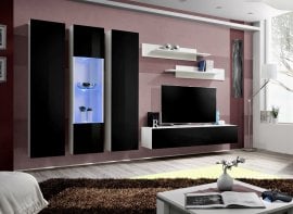 Regal za dnevni boravak FLY C5 - bijela/crna