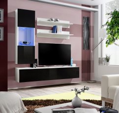 Regal za dnevni boravak FLY H3 - bijela/crna