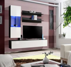 Regal za dnevni boravak FLY H3 - crna/bijela