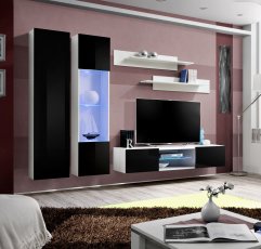 Regal za dnevni boravak FLY O5 - bijela/crna