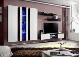 Regal za dnevni boravak FLY P4 - crna/bijela