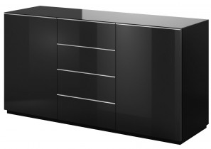 Komoda Helio 2 - Crna/crno staklo - 24WWJW26