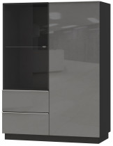 Komoda Helio 3 - Crna/sivo staklo - 24WXJW44