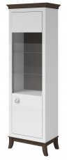 Vitrina mala Tisaro - 2473LJ05 - Bijela-čokoladni hrast/bijeli visoki sjaj