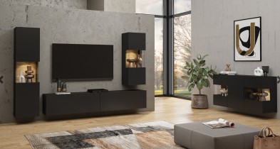 Helvetia meble - Zidni element Ava - crni onyx/wotan hrast - 24WNLM07