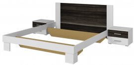 Krevet Vera 160x200 cm + noćni ormarići - bijela/crni orah - 2297DH51