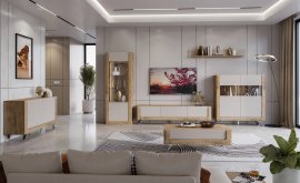 Dnevni boravak Kasai - gold harbor hrast/perfect touch cashmir