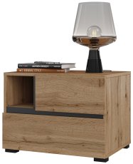 Noćna ormarić Cross S - votan hrast/votan hrast-сrna - 24N6MY22