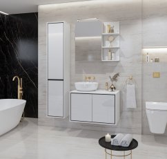 Kupaonski set Irvine - bijelo-crno/bijeli sjaj