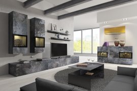 Regal za dnevni boravak Baros - schiefer - crni - 24B0BM10