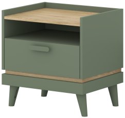 Noćni ormarić Scandi - zbledelo zeleno oljen hrast/zbledelo zeleno