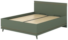 Krevet Scandi z dvižnim mehanizemom 160x200 cm - zbledelo zeleno oljen hrast/zbledelo zeleno
