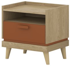 Noćni ormarić Scandi - oljen hrast/oljen hrast-opeka
