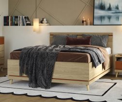 Helvetia meble - Krevet Scandi 180x200 cm - oljen hrast/oljen hrast-opeka