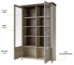 Helvetia meble - Vitrina dvokrilna Evora - svijetlo bež/svijetlo bež/hrast dunin - 24D1JU13