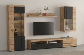 Dnevni regal Roger I - hrast wotan/hrast wotan/crna mat - 22N2ZH10