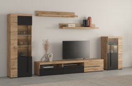 Dnevni regal Roger - hrast wotan/hrast wotan/crna mat - 22N2ZH11