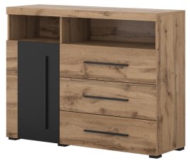 Komoda Roger - hrast wotan/hrast wotan/crna mat - 22N2ZH47