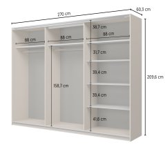 Helvetia meble - Garderobni ormar s kliznim vratima Cube 270 - kašmir/kašmir/congo - 24KCOF69