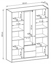 Piaski - Ormar Nelly 3D s ogledalom - kašmir