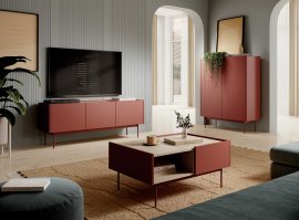 Dnevni boravak Color - Crvena/Linea hrast