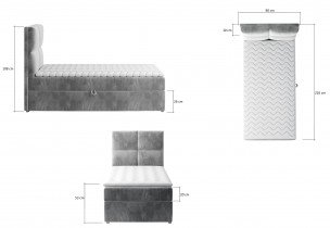 Eltap stock - Boxspring krevet Rivia - 90x200 cm (Monolith)