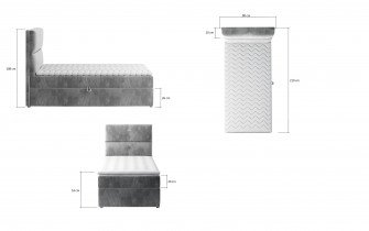 Eltap stock - Boxspring krevet Arco - 90x200 cm (Monolith)