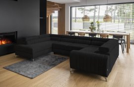 Kutna garnitura Louis - lijeva U - Alova 04 crna