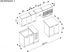 Halmar - Kuhinja Amanda 1 - 260 cm