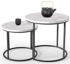 Set od dva stolića OREO - bijeli mramor / crna