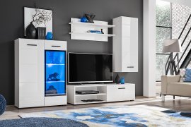 Regal za dnevni boravak Lauren Mini - bijela/bijeli visoki sjaj