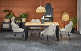 Blagovaonski stol na razvlačenje Edmondo 160-240 cm - nature/crna