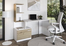 Radni stol Miso - bijela/artisan hrast