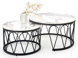 Set klupskih stolova Formosa - bijeli mramor/crni