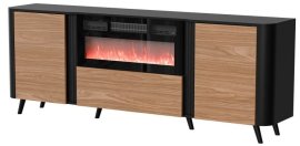 Komoda Volare 200 EF s mogućnošću ugradnje kamina - crna mat/orah