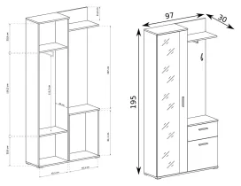 Halmar - Komplet za hodnik Lux - artisan hrast/crna
