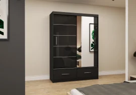 Ormar Florence 150 cm - crni sjaj