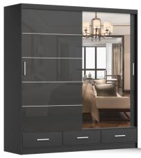 Ormar Florence 200 cm - crni sjaj