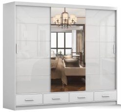 Ormar Florence 250 cm - bijeli sjaj