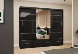 Ormar Florence 250 cm - crni sjaj