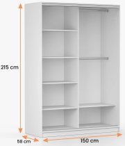 IDŽCZAK meble - Garderobni ormar s kliznim vratima Tokyo M - 150 cm - sonoma hrast