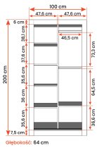 IDŽCZAK meble - Garderobni ormar s kliznim vratima Zagreb - 100 cm - crna