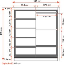IDŽCZAK meble - Garderobni ormar s kliznim vratima Milan - 180 cm - siva