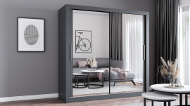 Garderobni ormar s kliznim vratima Milan - 203 cm - siva