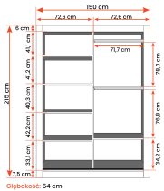 IDŽCZAK meble - Ormar s kliznim vratima Venice - 150 cm - bijela